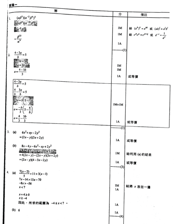 香港中學文憑考試 數學 2021 卷一 傳統題