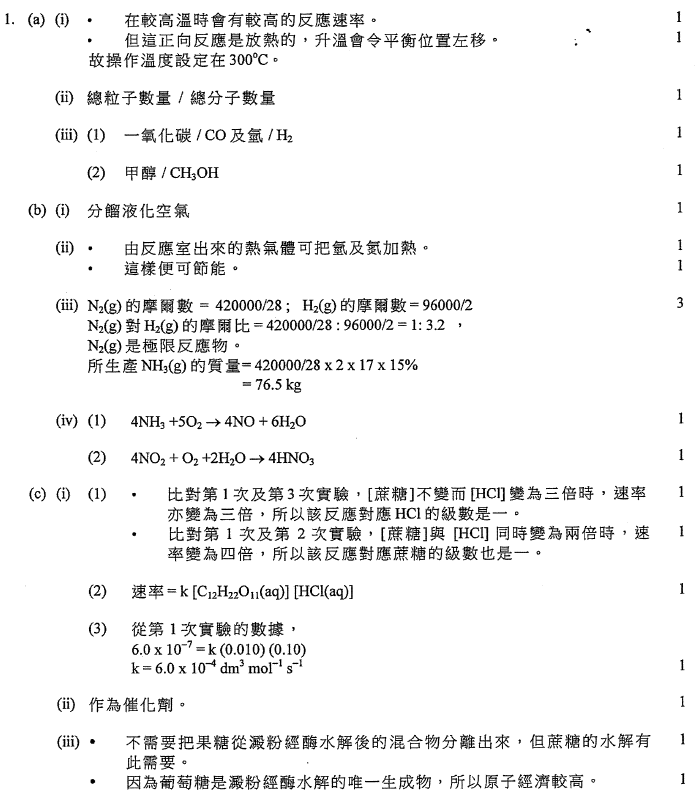 香港中學文憑考試 化學 2016 卷二 選修部分